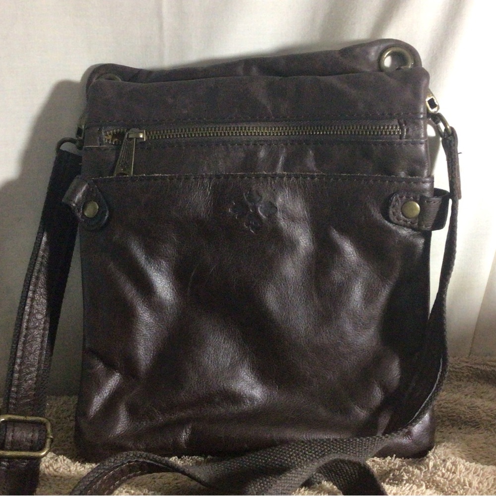 Womens Leather Crossbody Bag - Dark Brown